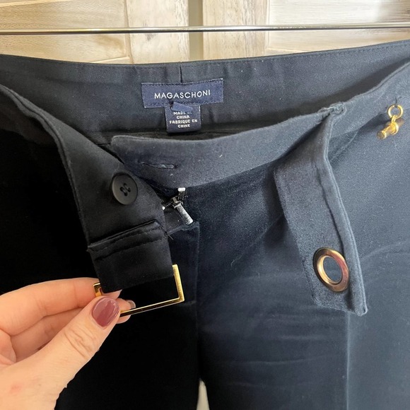 Magaschoni Women's Cotton Trouser Shorts Toggle Closure Navy 10 Nautical Preppy - Picture 7 of 12